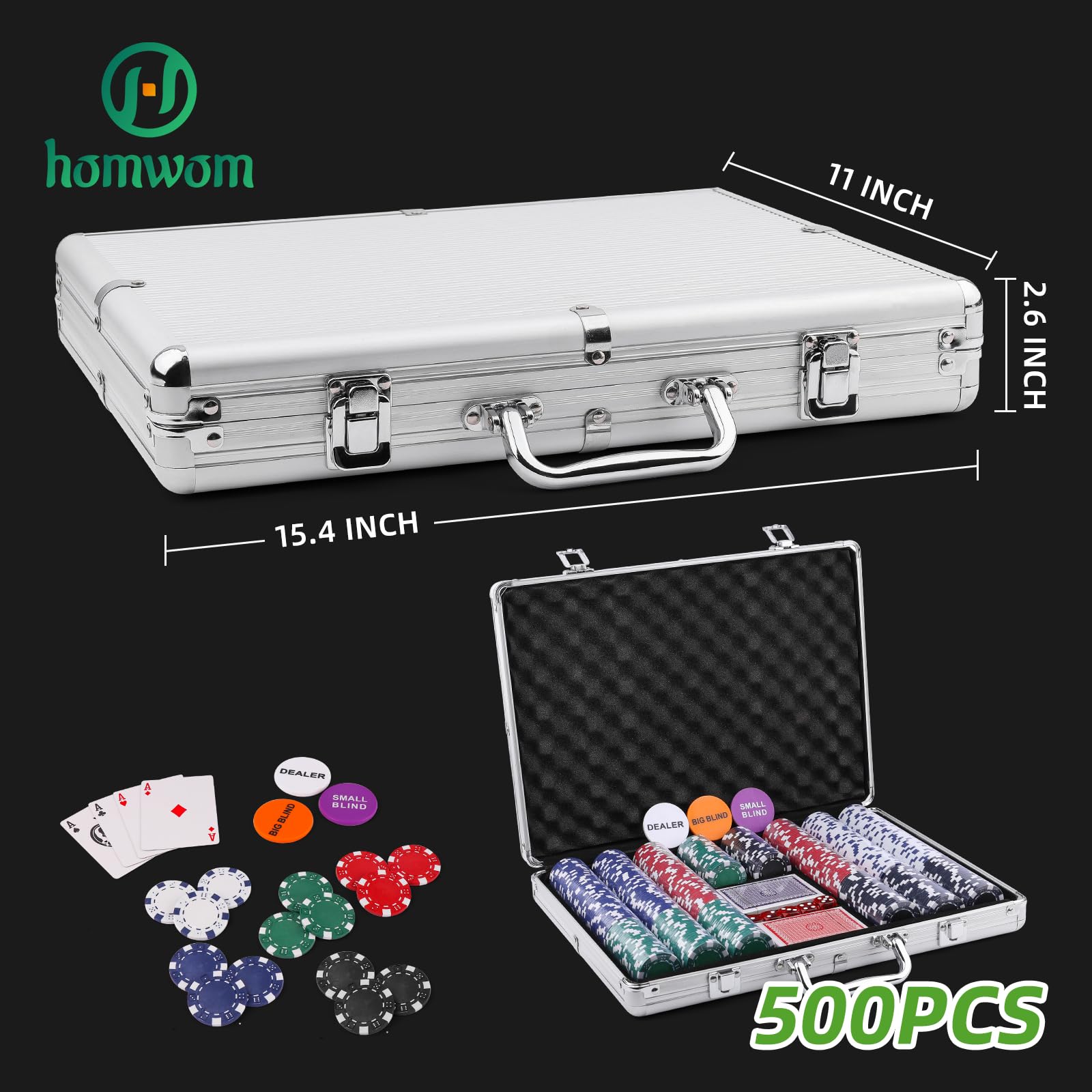 Homwom dice and cards ready for Texas Hold’em play