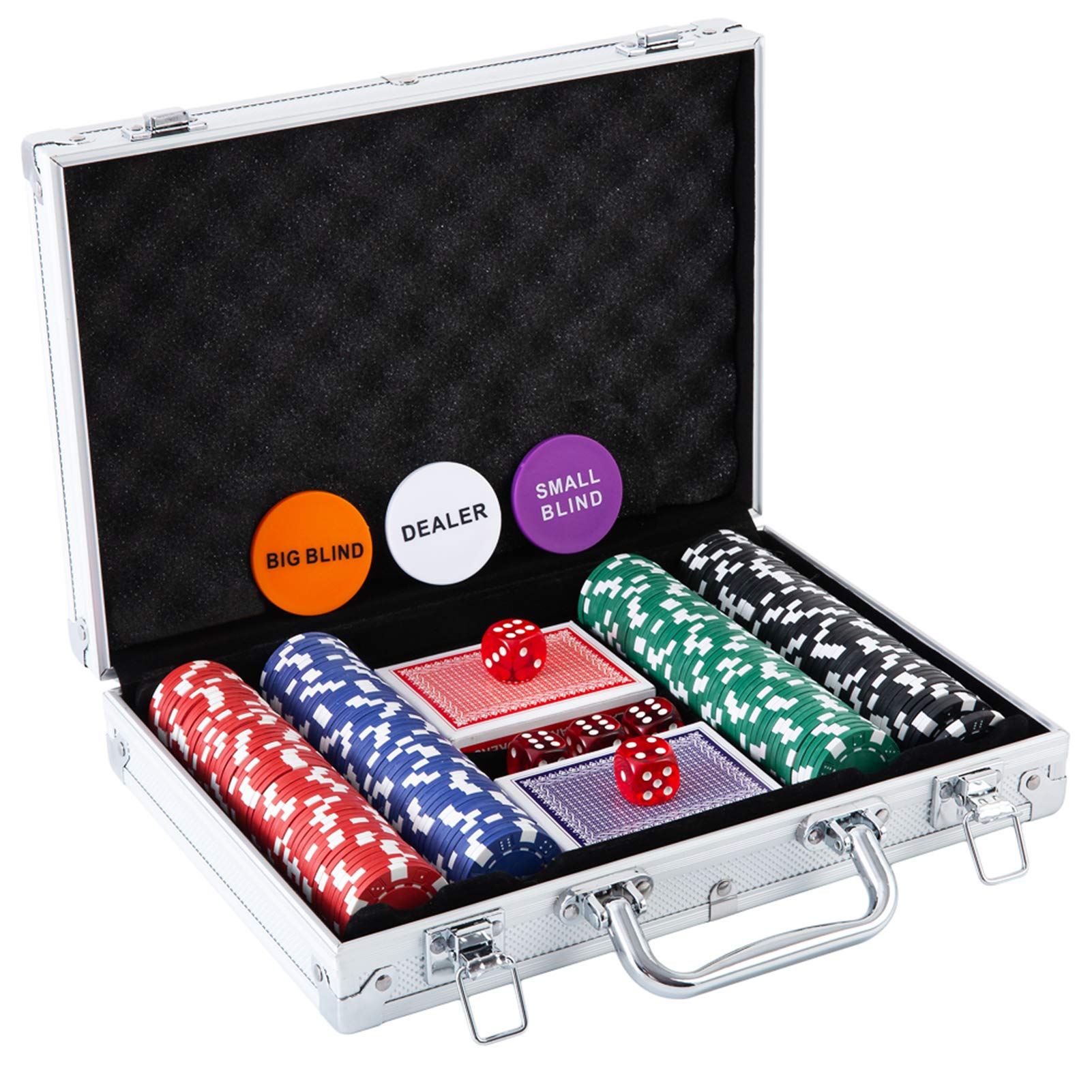 Homwom poker chip set with aluminum case showing durable storage and easy transport.
