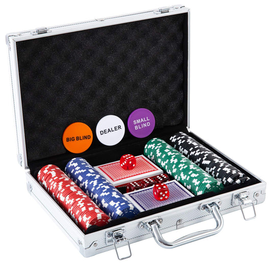 Homwom poker chip set with aluminum case showing durable storage and easy transport.