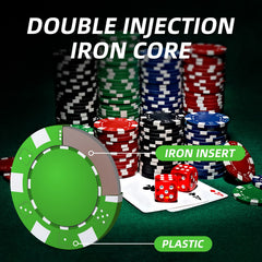 Homwom poker chip set close-up highlighting casino-style chip design.