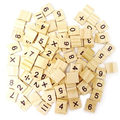 Honbay wooden Scrabble tiles with numbers and symbols for versatile crafts and learning.