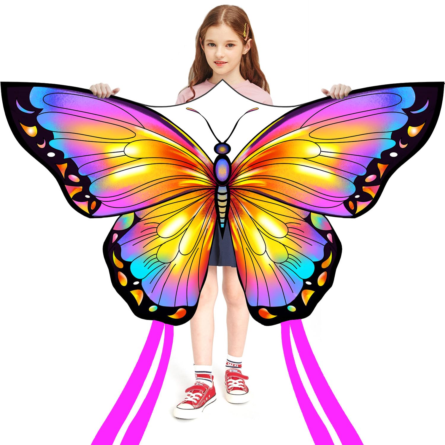 HONBO Butterfly Kite pink fabric close-up shows durable ripstop material for outdoor use
