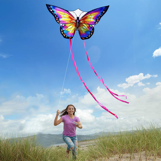 HONBO Butterfly Kite pink in sky demonstrates easy handling for beginners