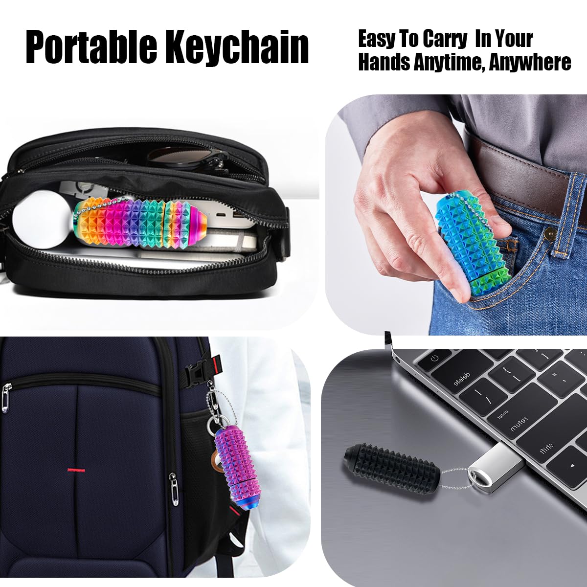HONBQYCC Little Pain Ouchies compact keychain for portable stress support.