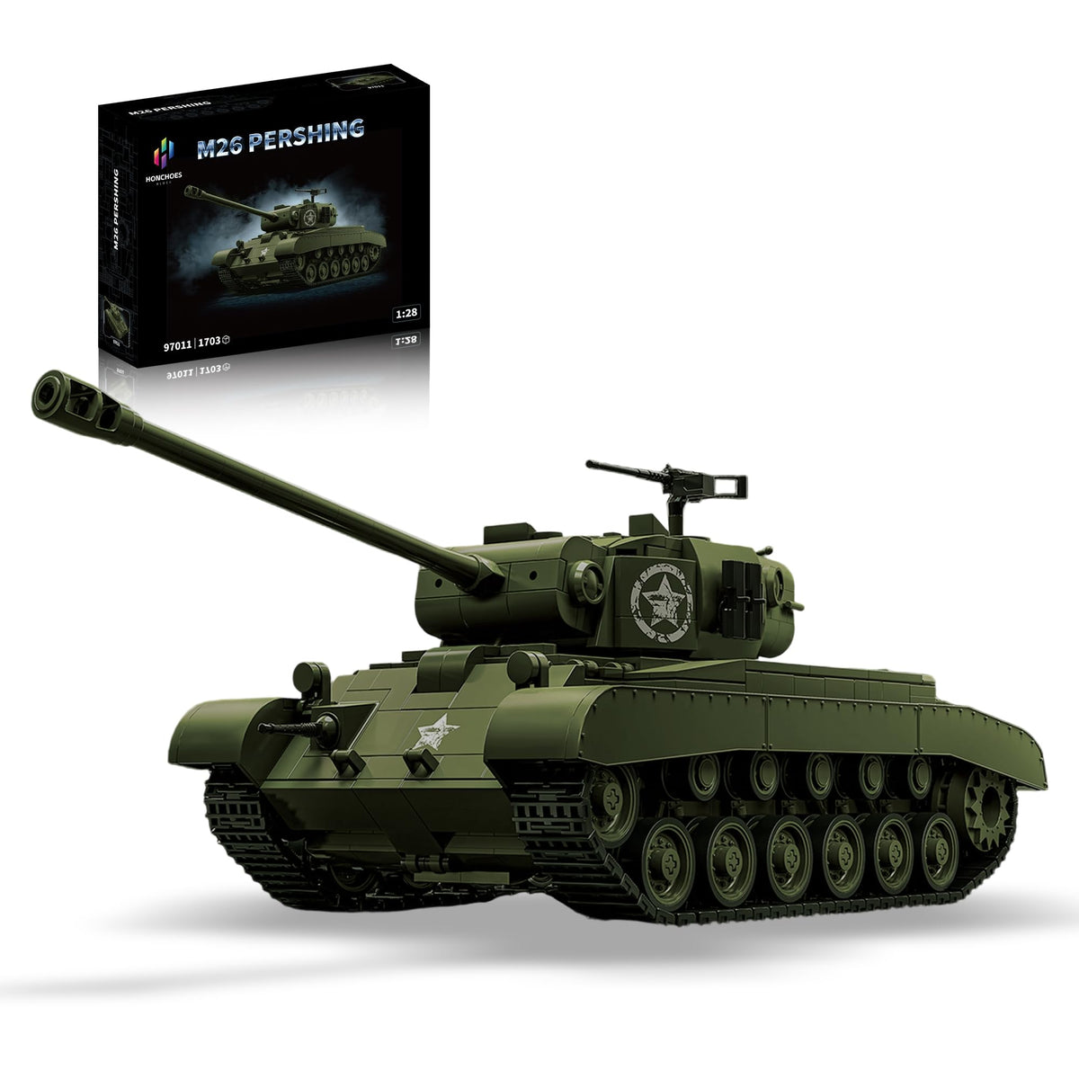 honchoes M26 Pershing Tank model with detailed hull for authentic display and collection