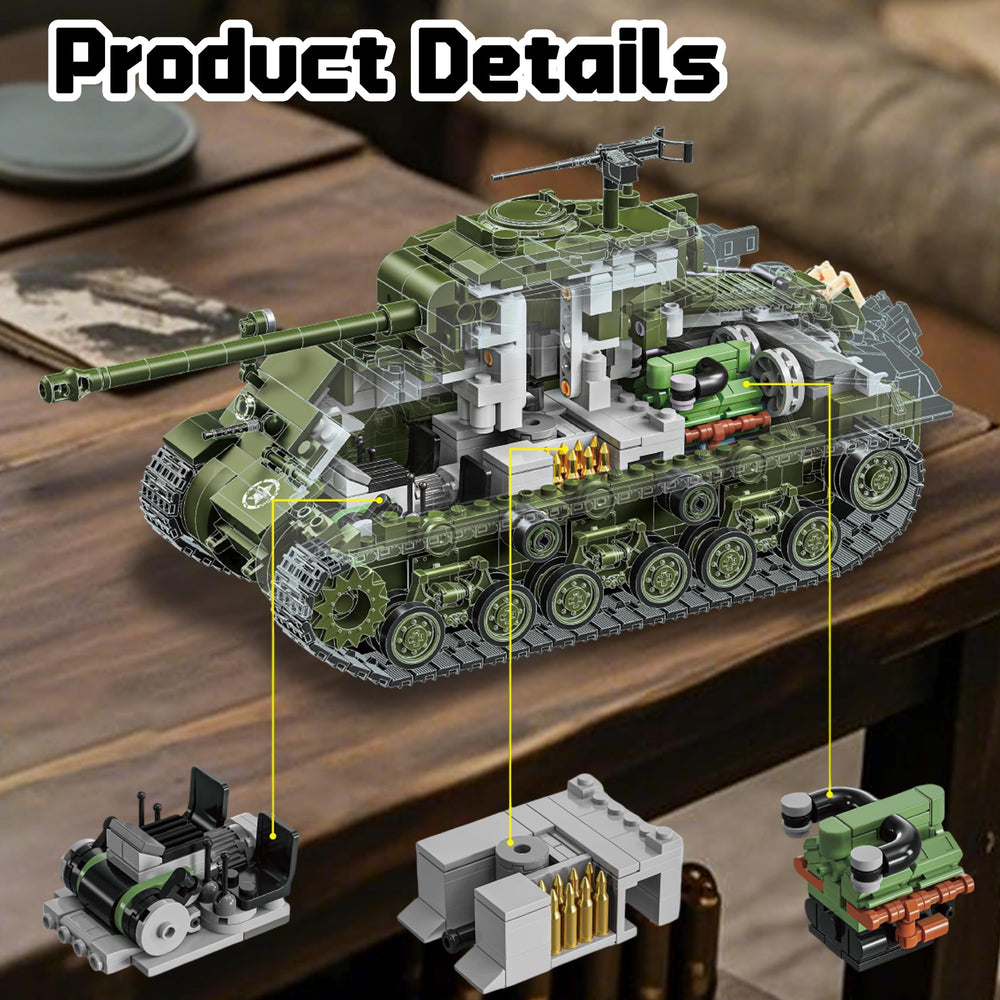 Honchoes M4 Sherman Tank 360° turret rotation feature highlighted