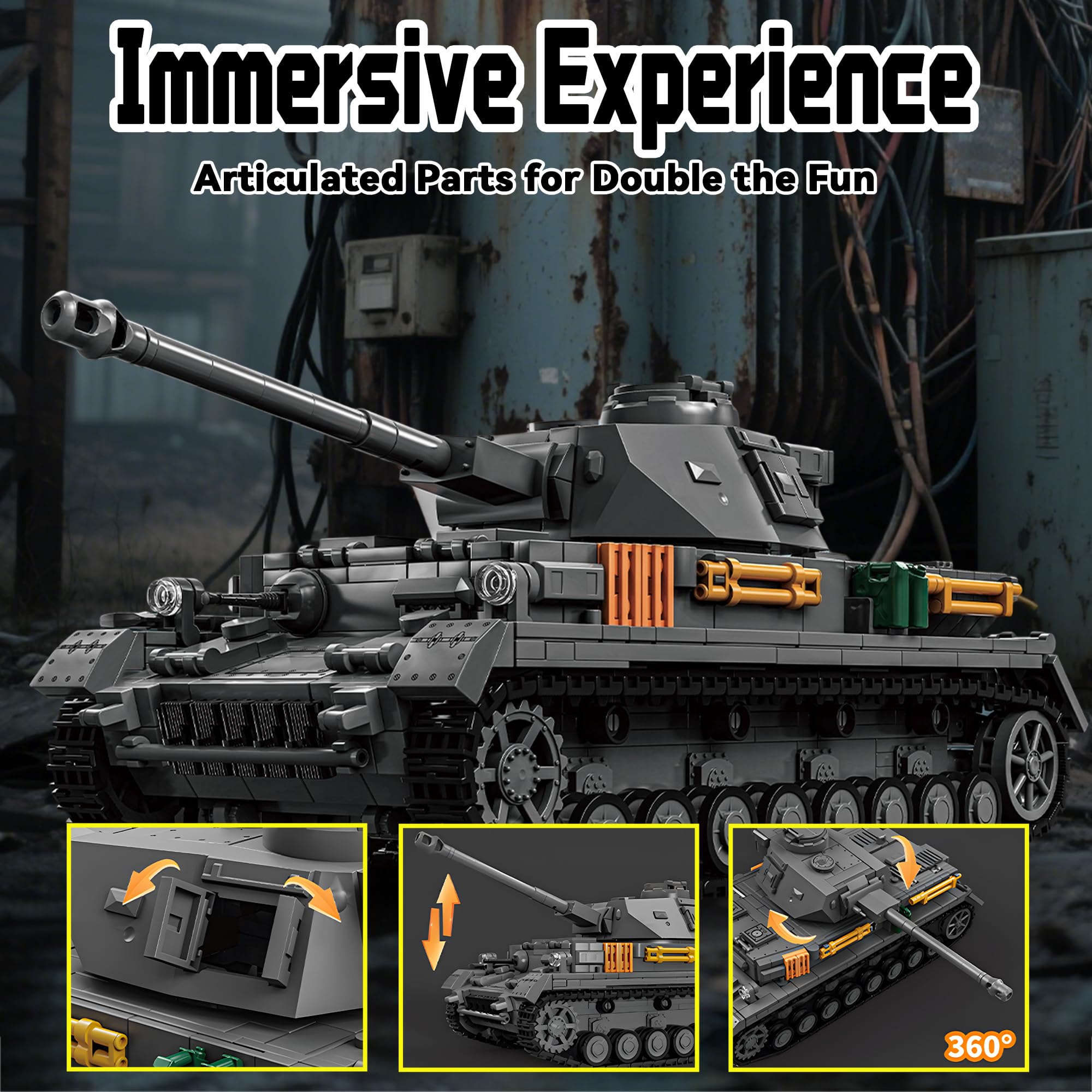 honchoes Panzer IV kit components arranged for 1419-piece build.