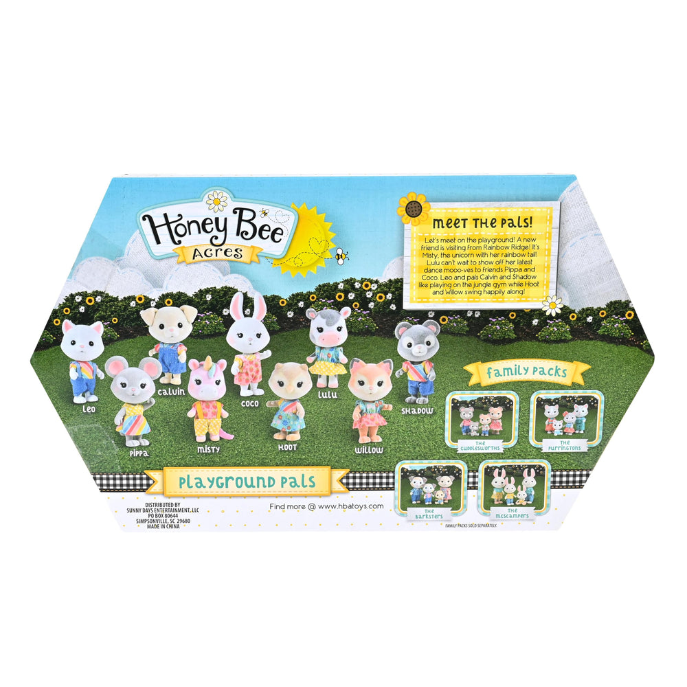 Honey Bee Acres Shadow bear enjoying a jungle gym scene for active recess-style fun.
