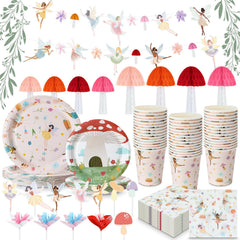 Honeydak fairy pull flags brighten walls for a fairy party backdrop.