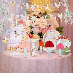 Honeydak red mushroom honeycombs brighten the dessert table and photos.