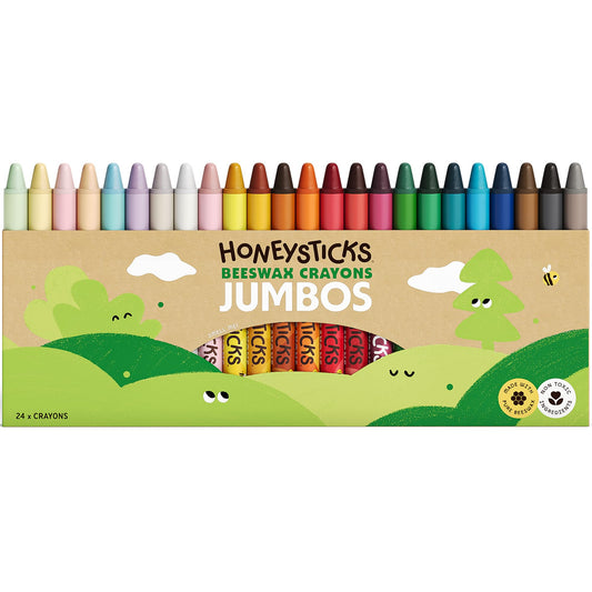 Honeysticks Jumbo Crayons 24-pack deliver vibrant color for little artists.