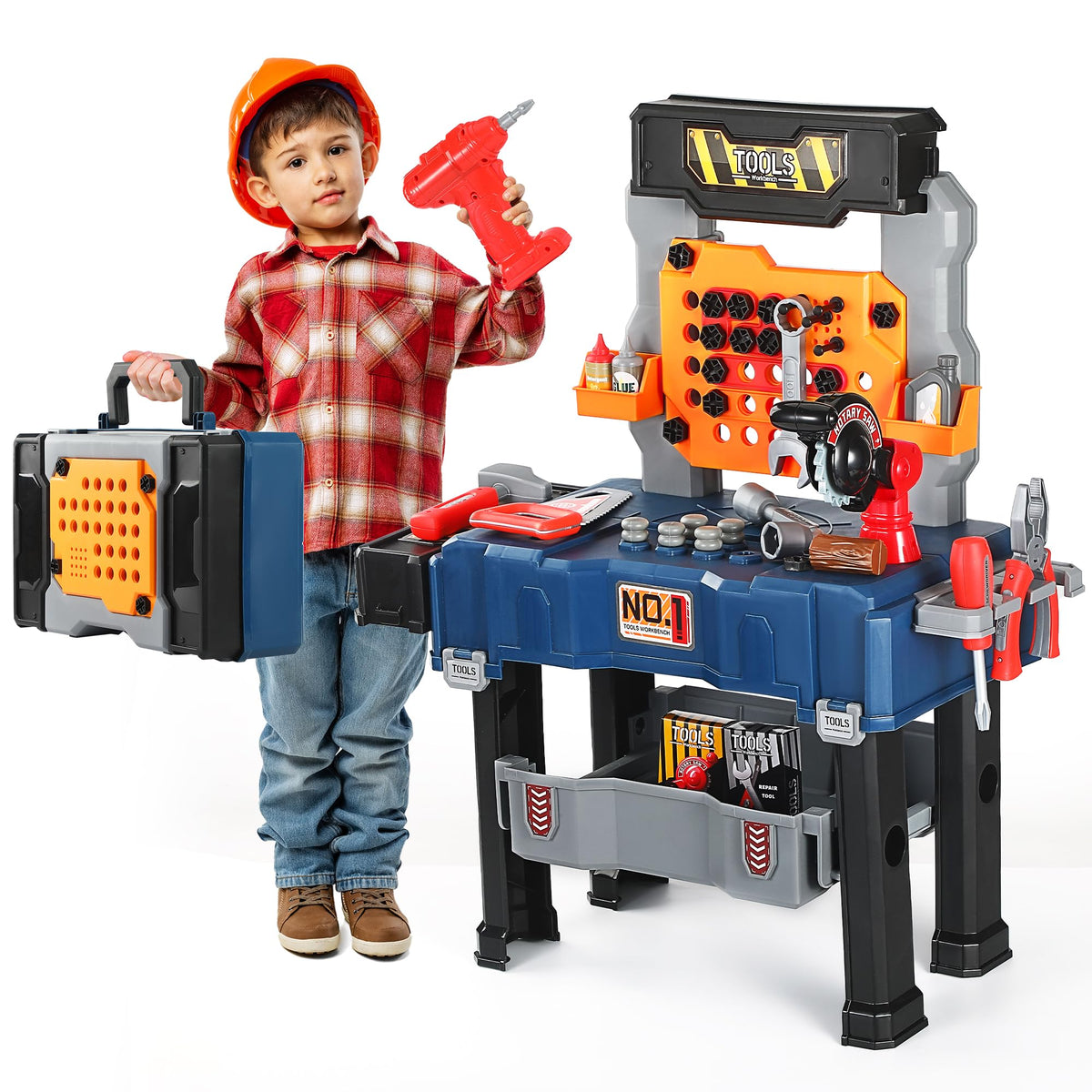 Honeystar Kids Tool Bench power drill with interchangeable heads for pretend projects