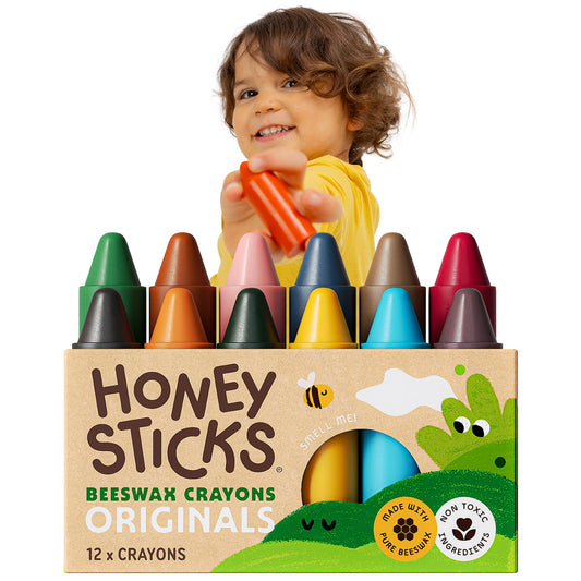 Honeysticks 12-pack crayons display for engaging coloring sessions