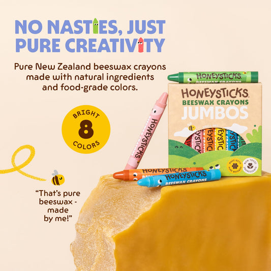 Honeysticks Jumbo Crayons large grip design supports little hands