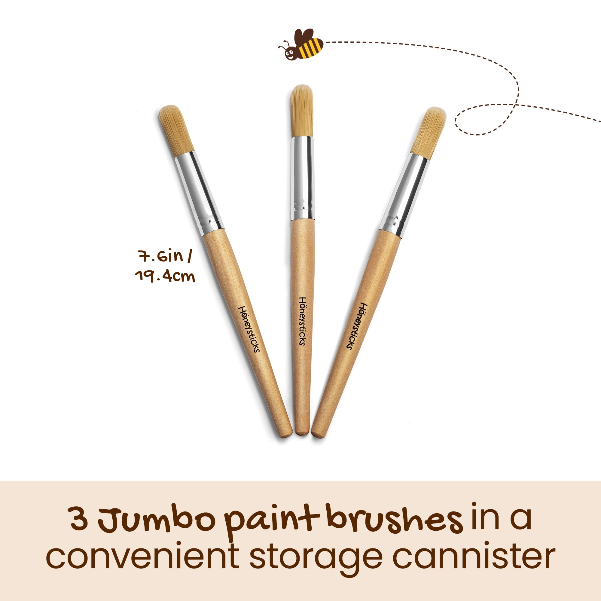 Honeysticks jumbo paint brush with wooden handle shows easy grip for kids