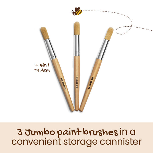 Honeysticks jumbo paint brush with wooden handle shows easy grip for kids