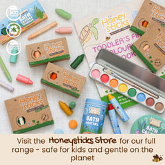 Honeysticks packaging: plastic-free and sustainably sourced, ideal for gifting.