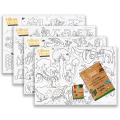 Honeysticks Kids Activity Set: giant earth creatures poster for imaginative learning.