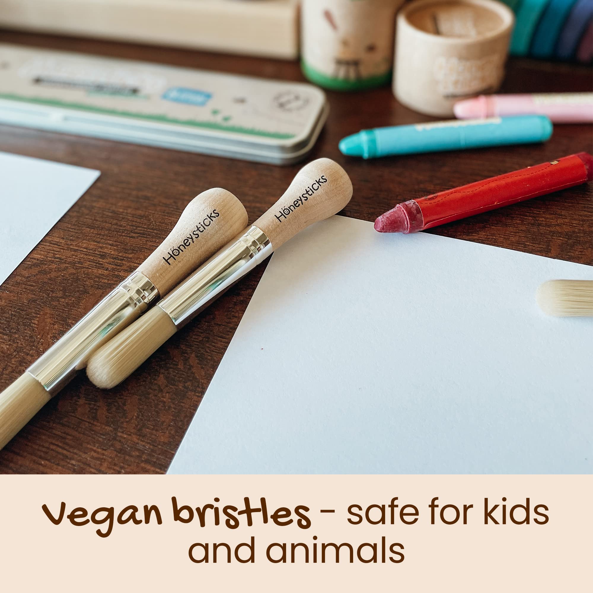 Honeysticks My First Paint Brush Set: plastic-free storage container for kid-friendly organization.