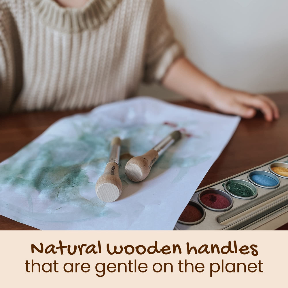 Honeysticks My First Paint Brush Set: natural wood with vegan bristles for safe art play.