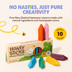Closeup of Honeysticks beeswax colors, vibrant and safe for creative play.