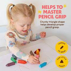 Honeysticks easy-grip triangle crayons designed for small hands.