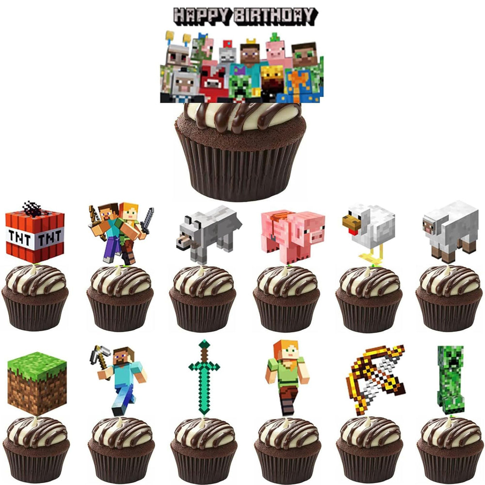 HonFHena pixel gamer cake topper, a bold centerpiece for birthday cakes.