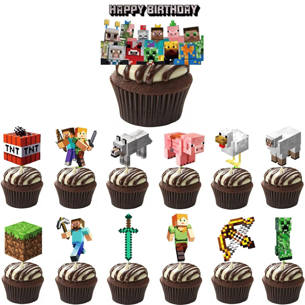 HonFHena pixel gamer cake topper, a bold centerpiece for birthday cakes.
