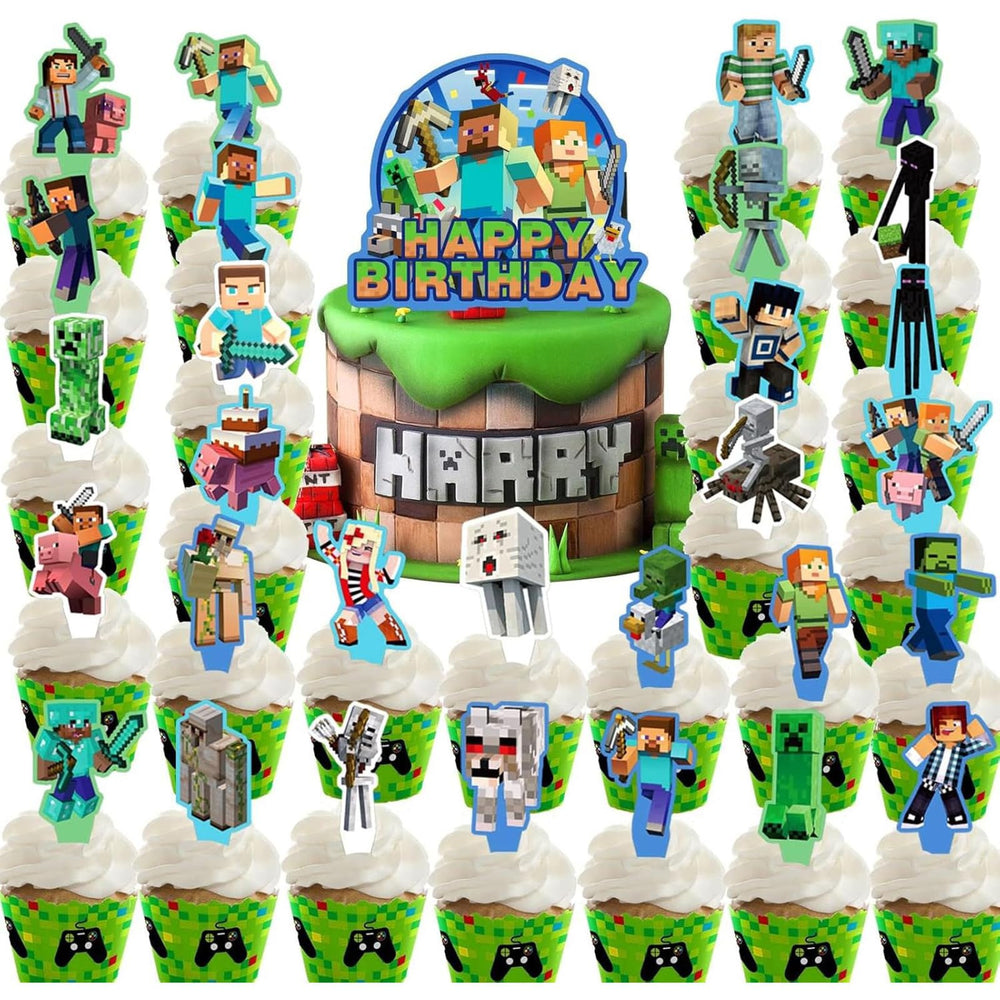 HonFHena pixel gamer big cake topper for a bold birthday centerpiece