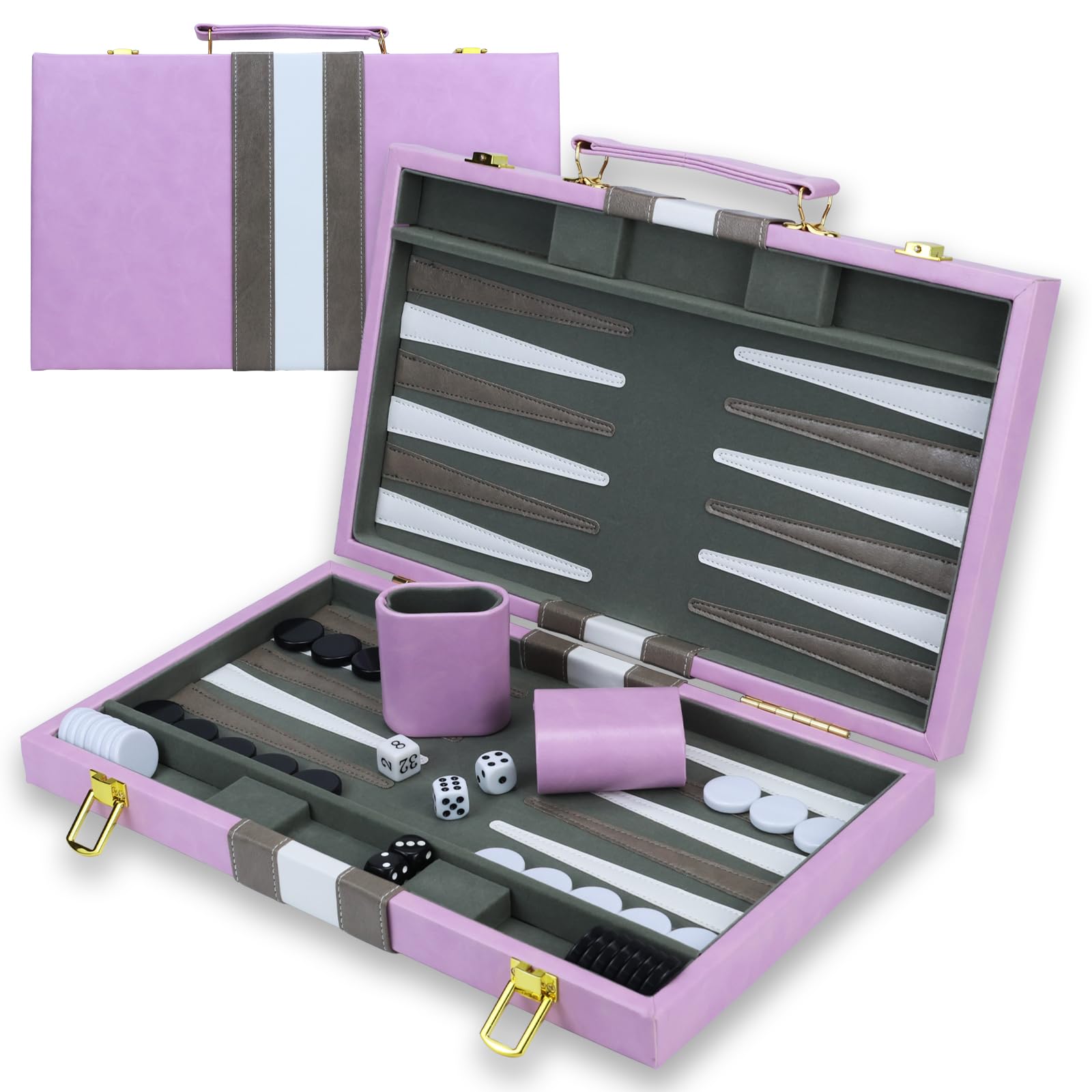 HONGSHUYEE backgammon 15-inch purple board for travel-friendly play and easy setup.