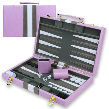 HONGSHUYEE backgammon 15-inch purple board for travel-friendly play and easy setup.