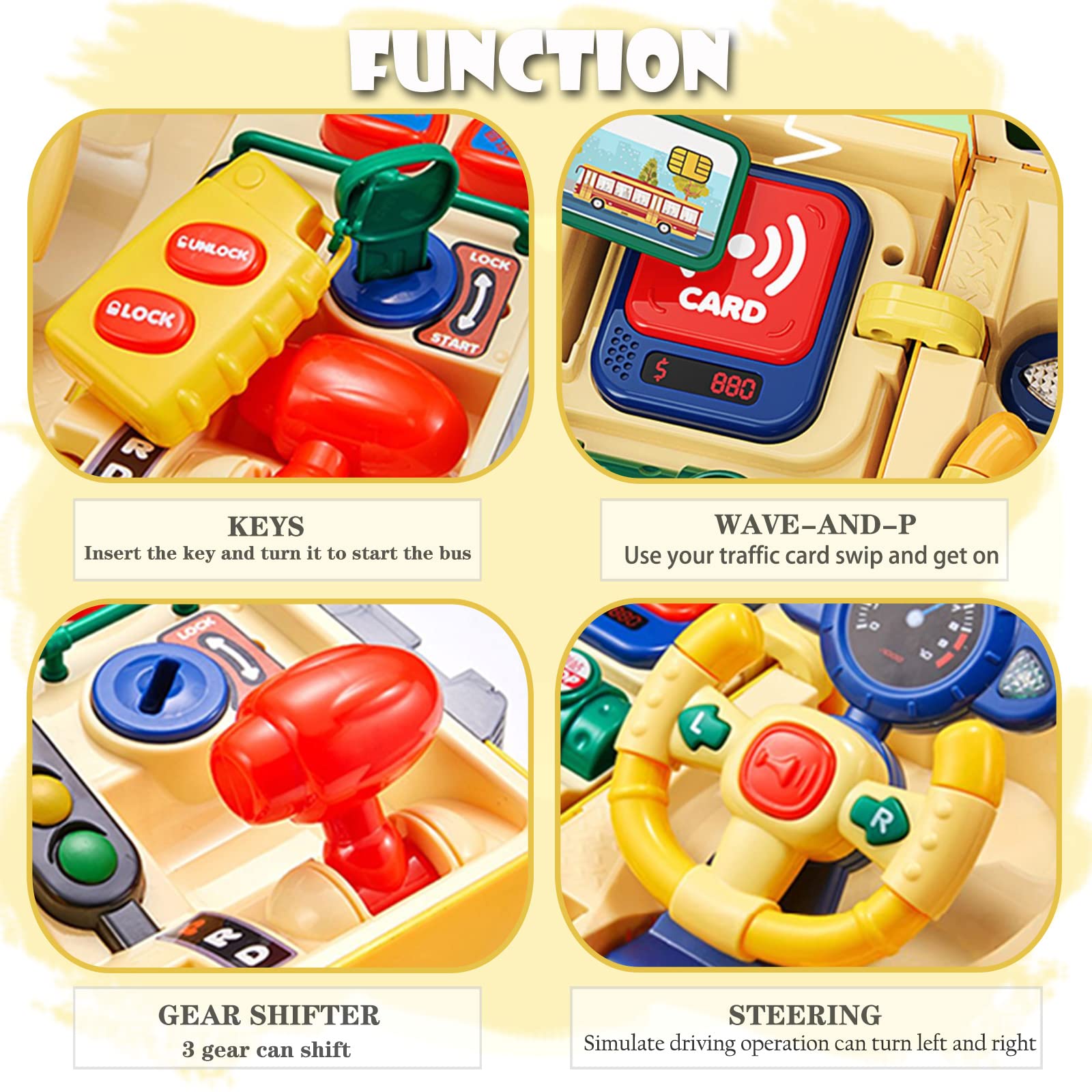 HONGTUO school bus toy button indicators and music for learning moments