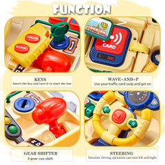 HONGTUO school bus toy button indicators and music for learning moments