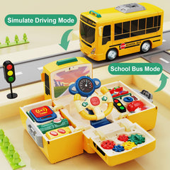 HONGTUO school bus toy dashboard and steering for realistic pretend driving
