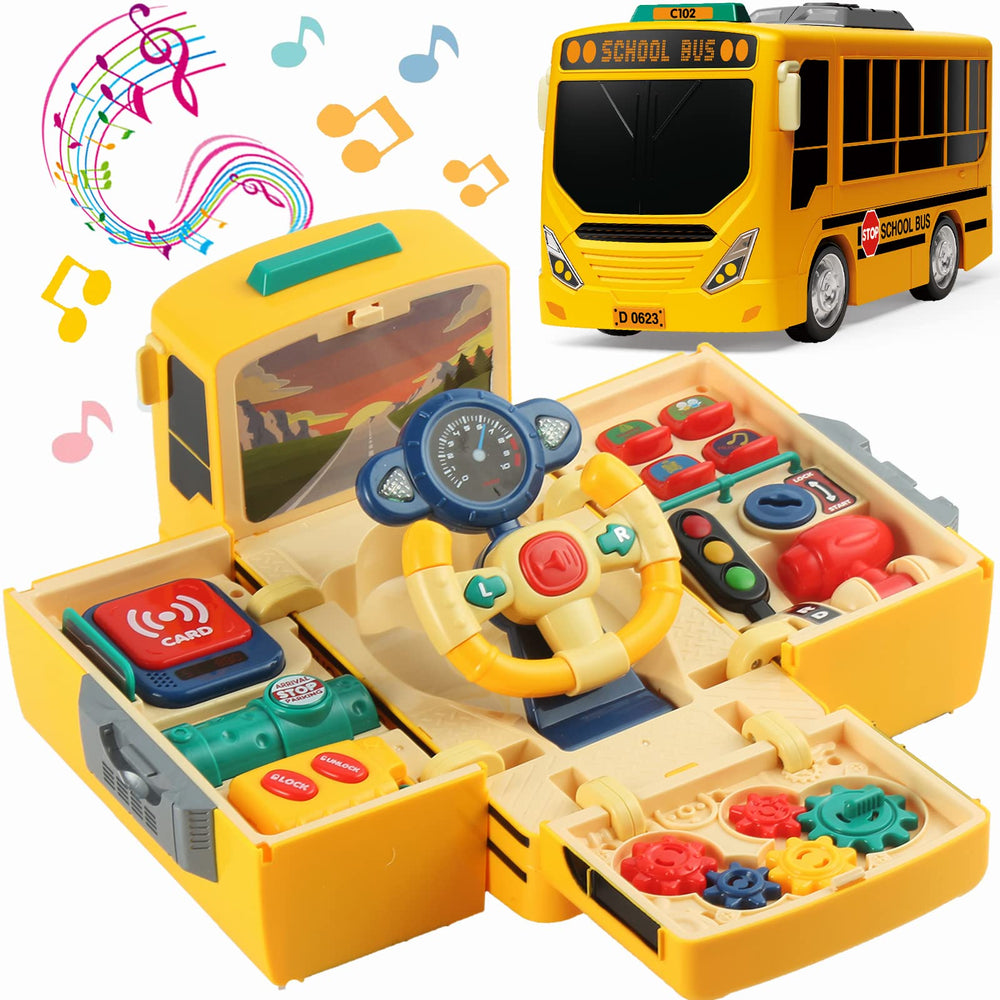 HONGTUO school bus toy front view showing durable, safe design for toddlers