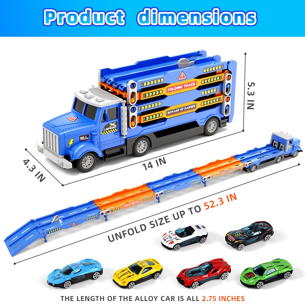 HONGTUO folded truck stores the track and cars neatly.