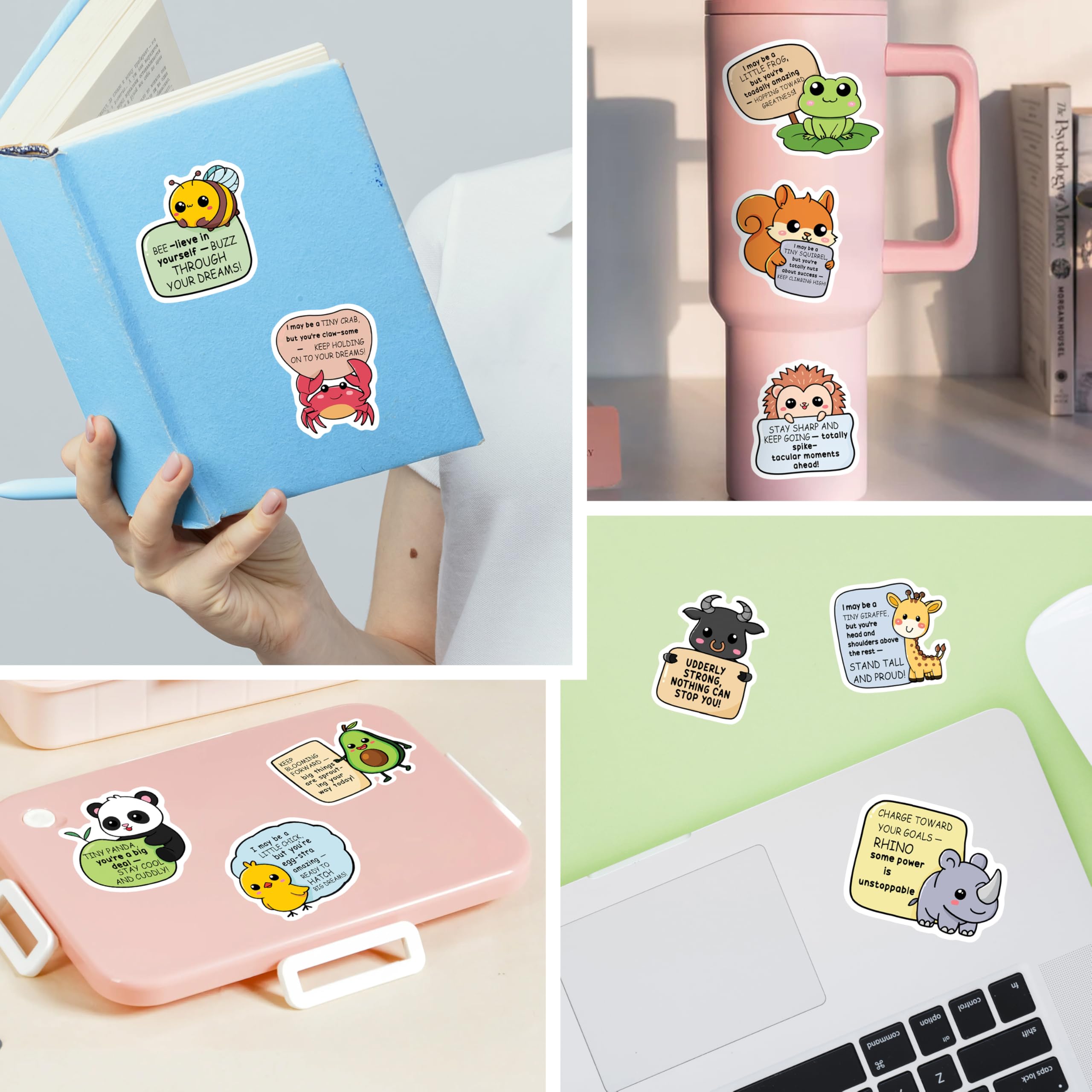 HONHO stickers on notebooks add shimmer and daily affirmations for focus and creativity