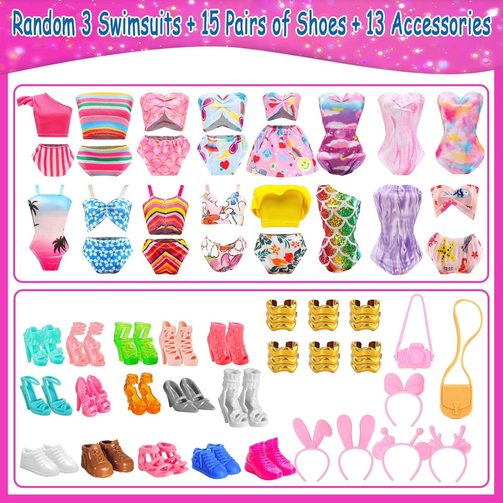 Honlaella 11.5-inch doll shoes and accessories pack enhances outfits
