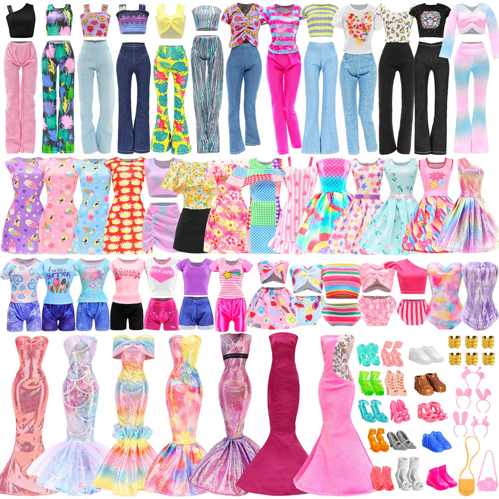 Honlaella 43-piece doll clothes set with mermaid dresses for imaginative play