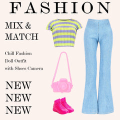 Honlaella colorful top with skirt outfit for 11.5-inch dolls, playful looks