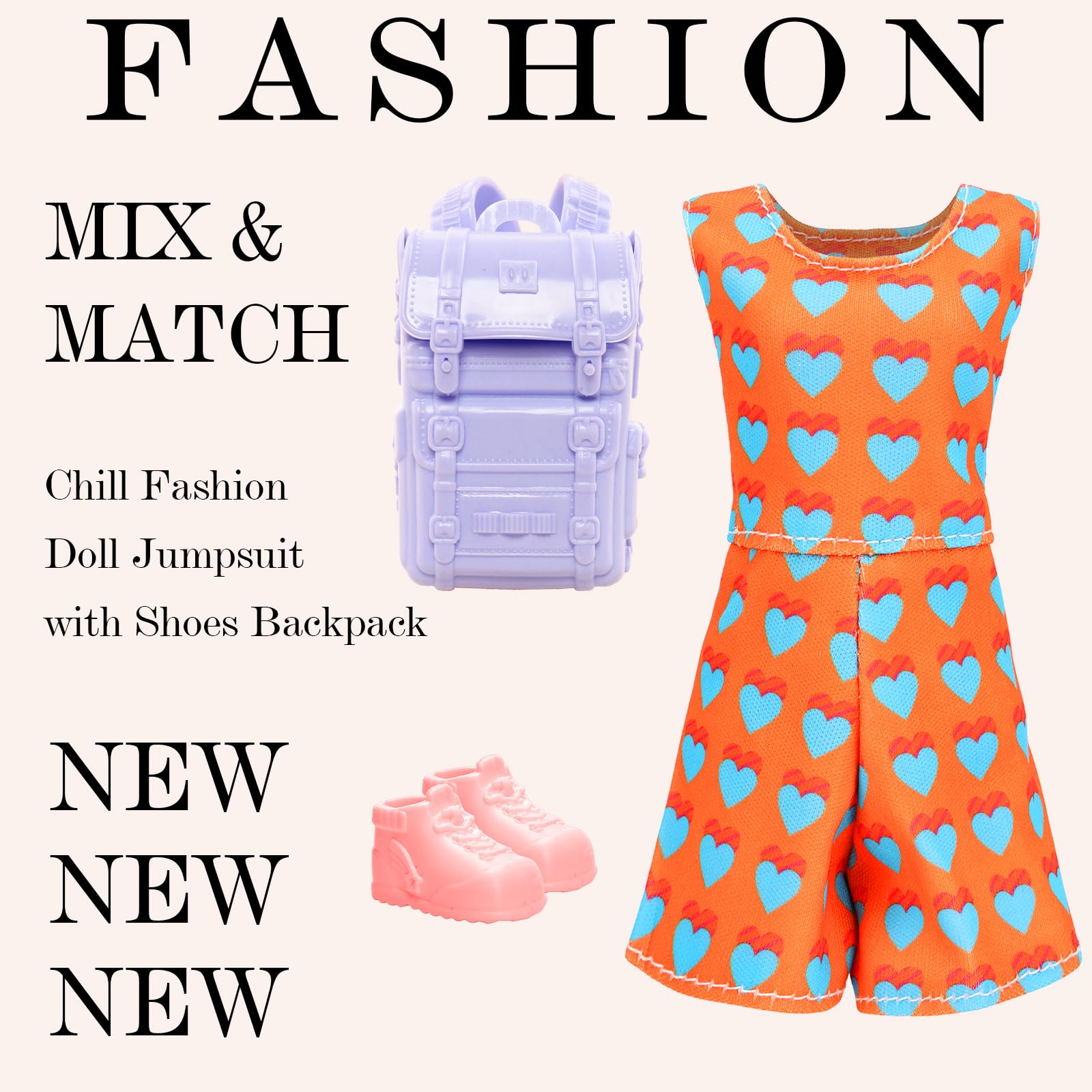 Honlaella jumpsuit for 11.5-inch dolls, easy mix-and-match adventures