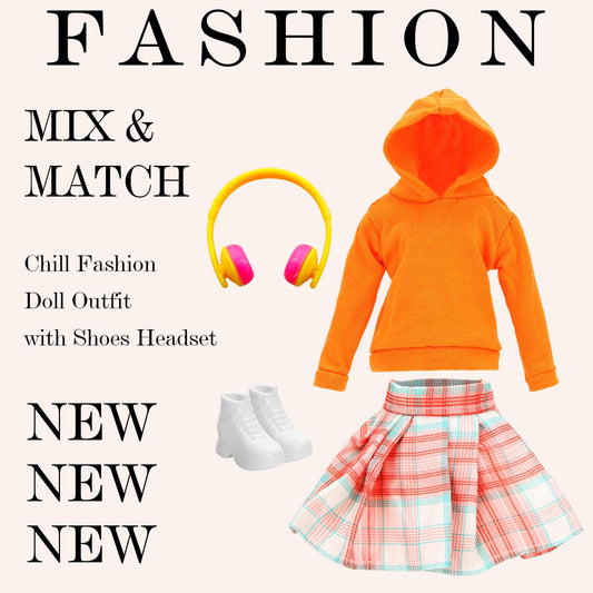 Honlaella plaid pleated skirt outfit for 11.5-inch dolls, versatile styling