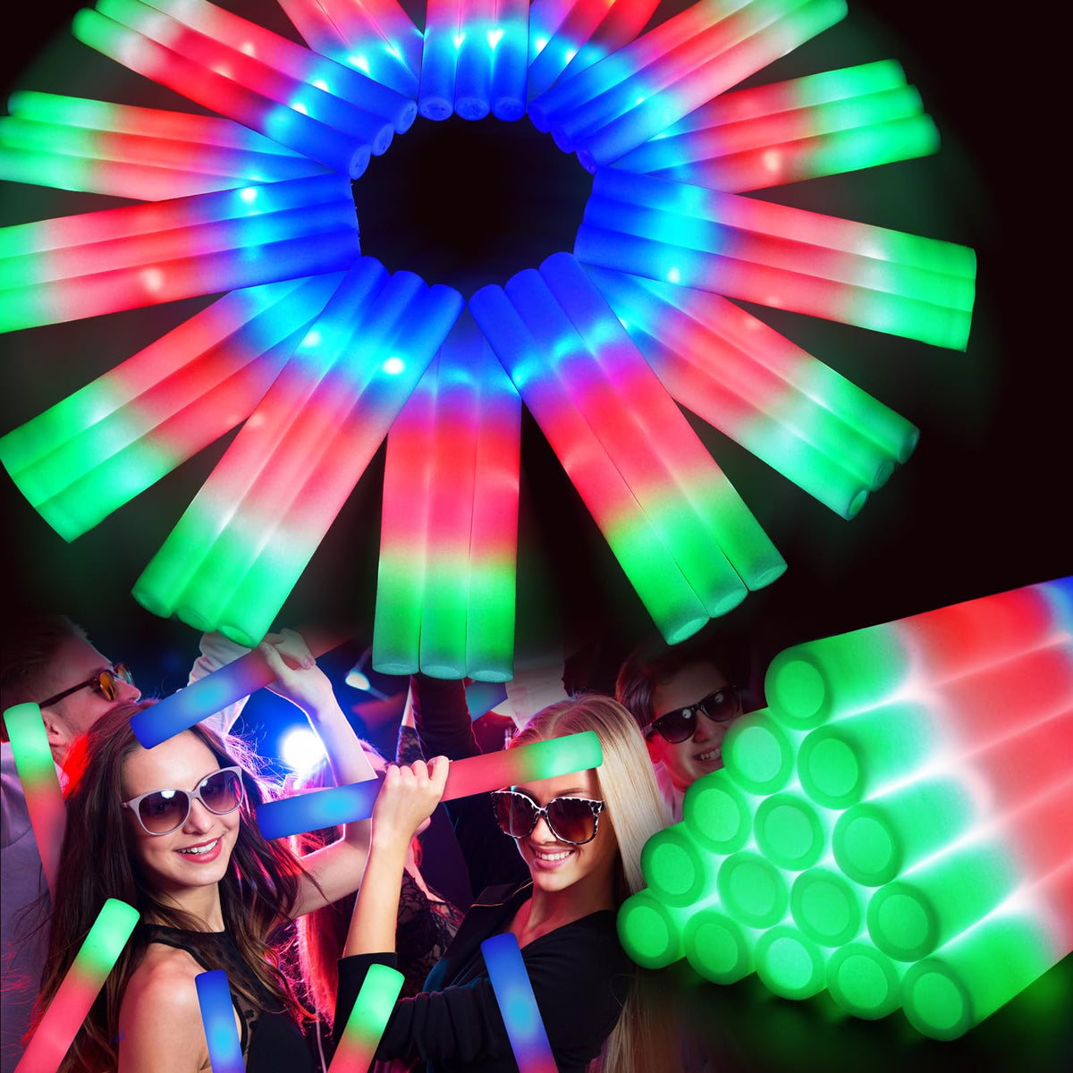 HONLYNE 120pcs foam glow sticks pack delivers bright colors for parties