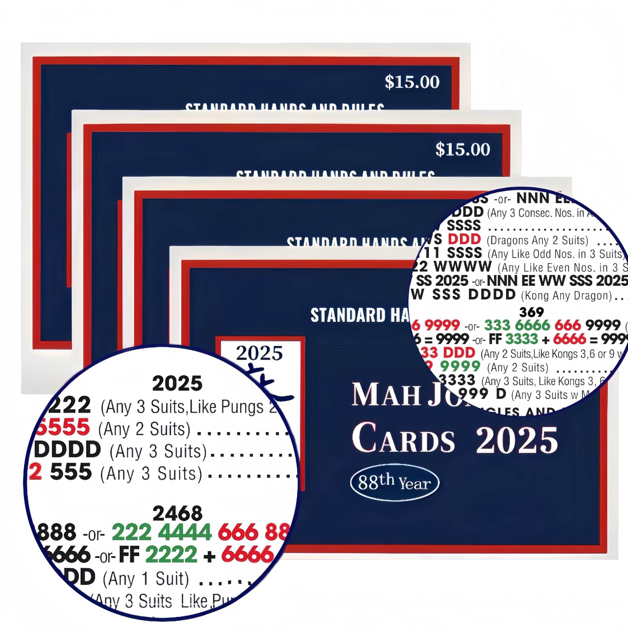 HONOLAYA Mah Jong 2025 cards cover with season-ready rules for fast reference