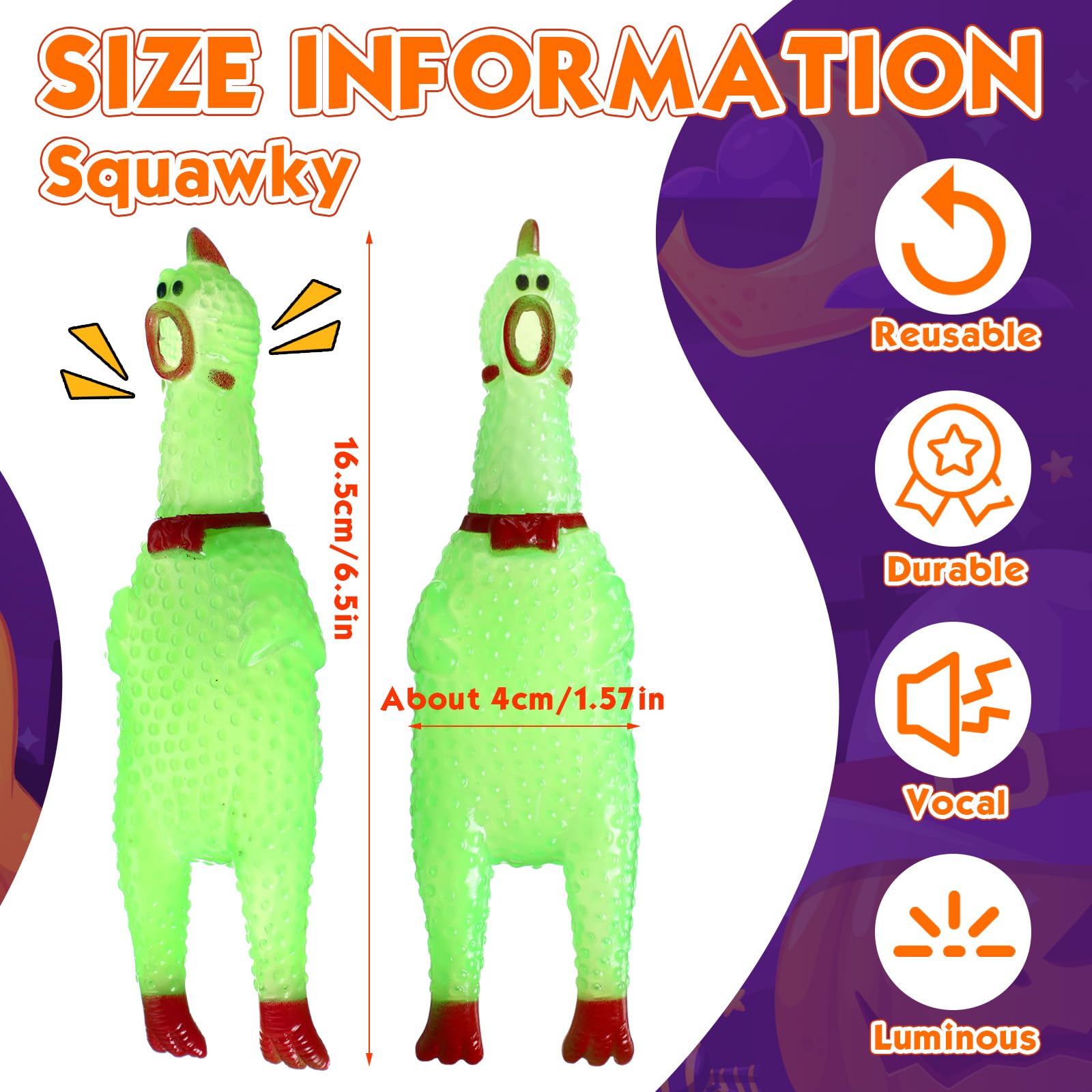 Honoson 6.5 inch rubber chicken is easy to carry and share