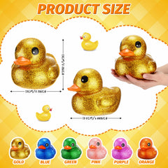 Honoson glitter rubber duck in blue; adds sparkle for splashy pool play.