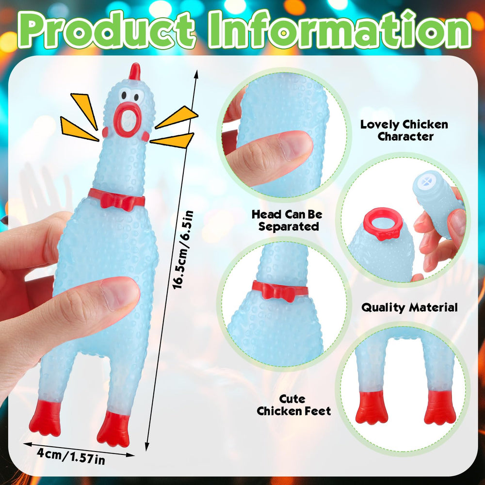Honoson 6.5 inch chicken toy ready for playtime, squeak included.