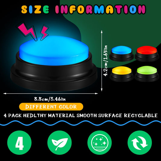 Honoson recordable buzzer blue button for team games and interactive learning