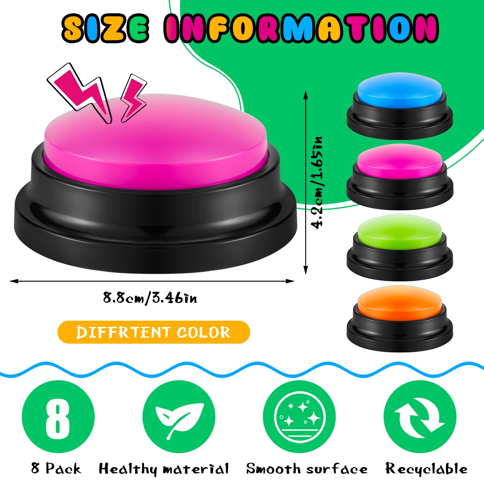 Honoson recordable buzzer front view with loud buttons for team games