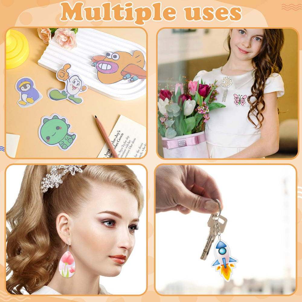 After baking, final pieces are smaller and thicker for durable keychains.
